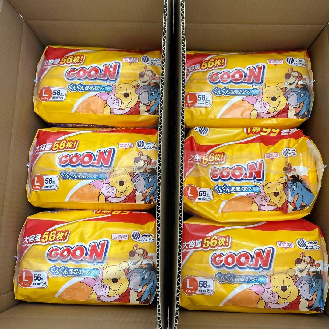 在庫限り　GOO.N Lサイズ おむつ 56枚入り ディズニーデザイン　6袋