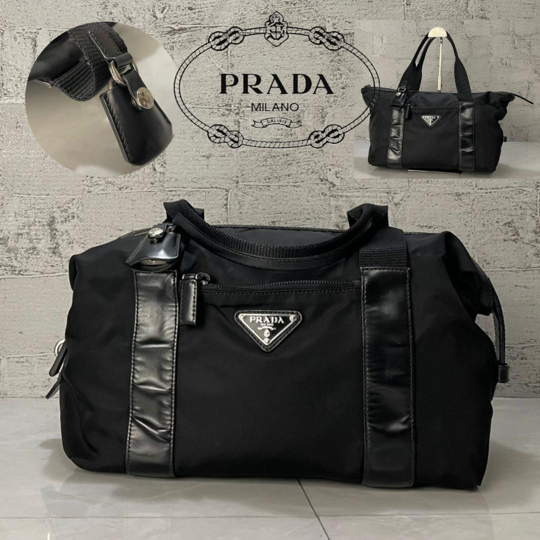 PRADA ハンドバッグ プラダ ミニボストンバッグ BR3697 黒 良品