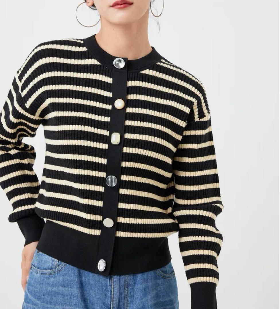 【新品・未使用】TORRAZZODONNAワッフル編みビジューカーディガン