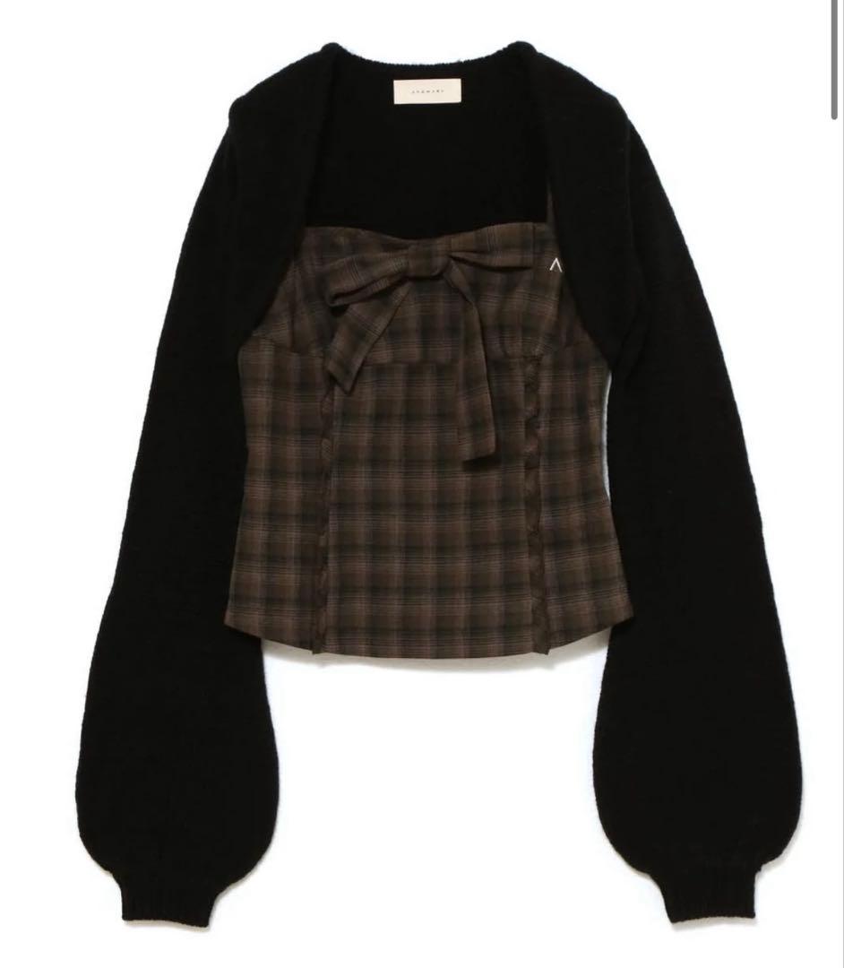 トップス andmary Tyla ribbon set tops black ANDMARY】Tyla ribbon set tops