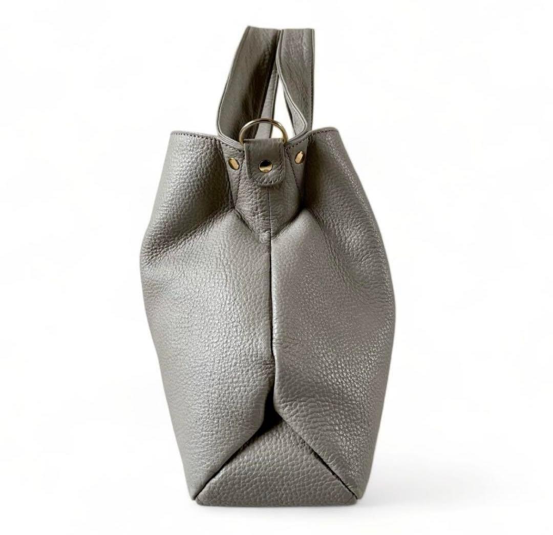 美品✨ATAO elvy エルヴィ 2way ショルダーバッグ グレージュ シボ