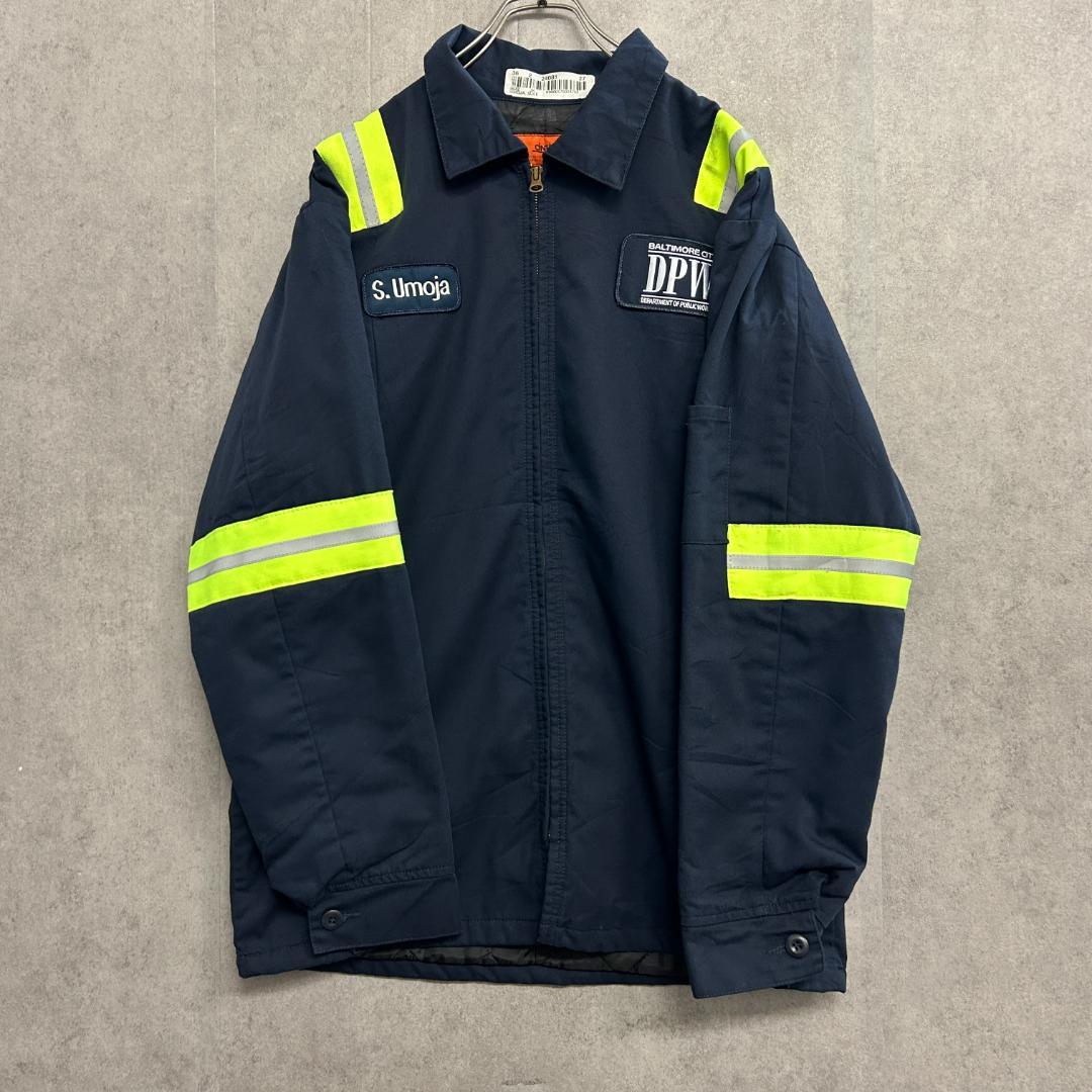 CiNTAS ワークジャケット リフレクター 古着 ネイビー 蛍光イエロー M