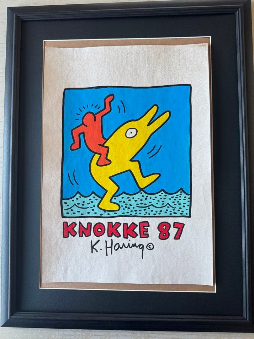 キース・ヘリング KNOKKE 87 ドローイング 手描 サイン入 画廊印有
