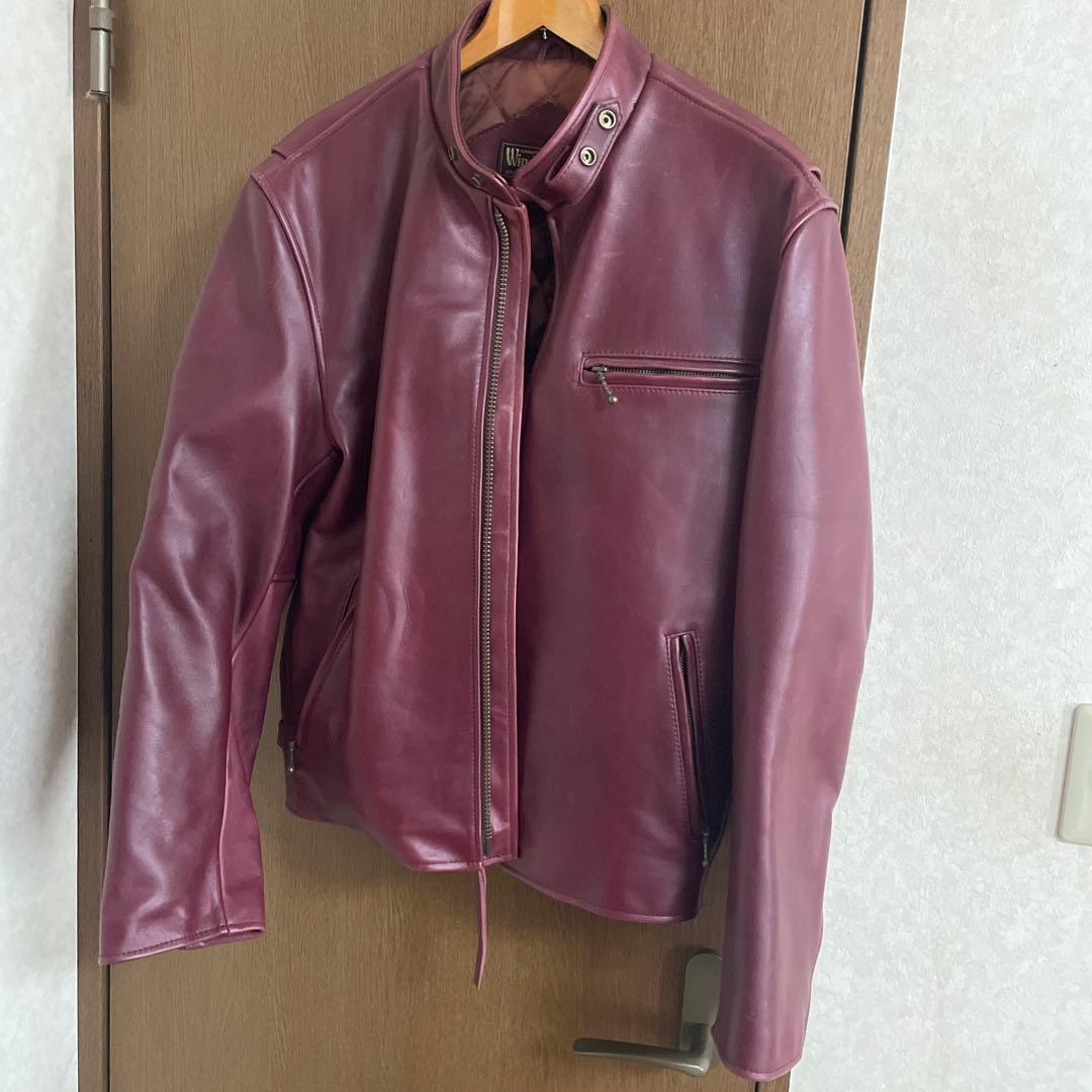 ウインドアーマー　シングルライダース　本革LL レッド