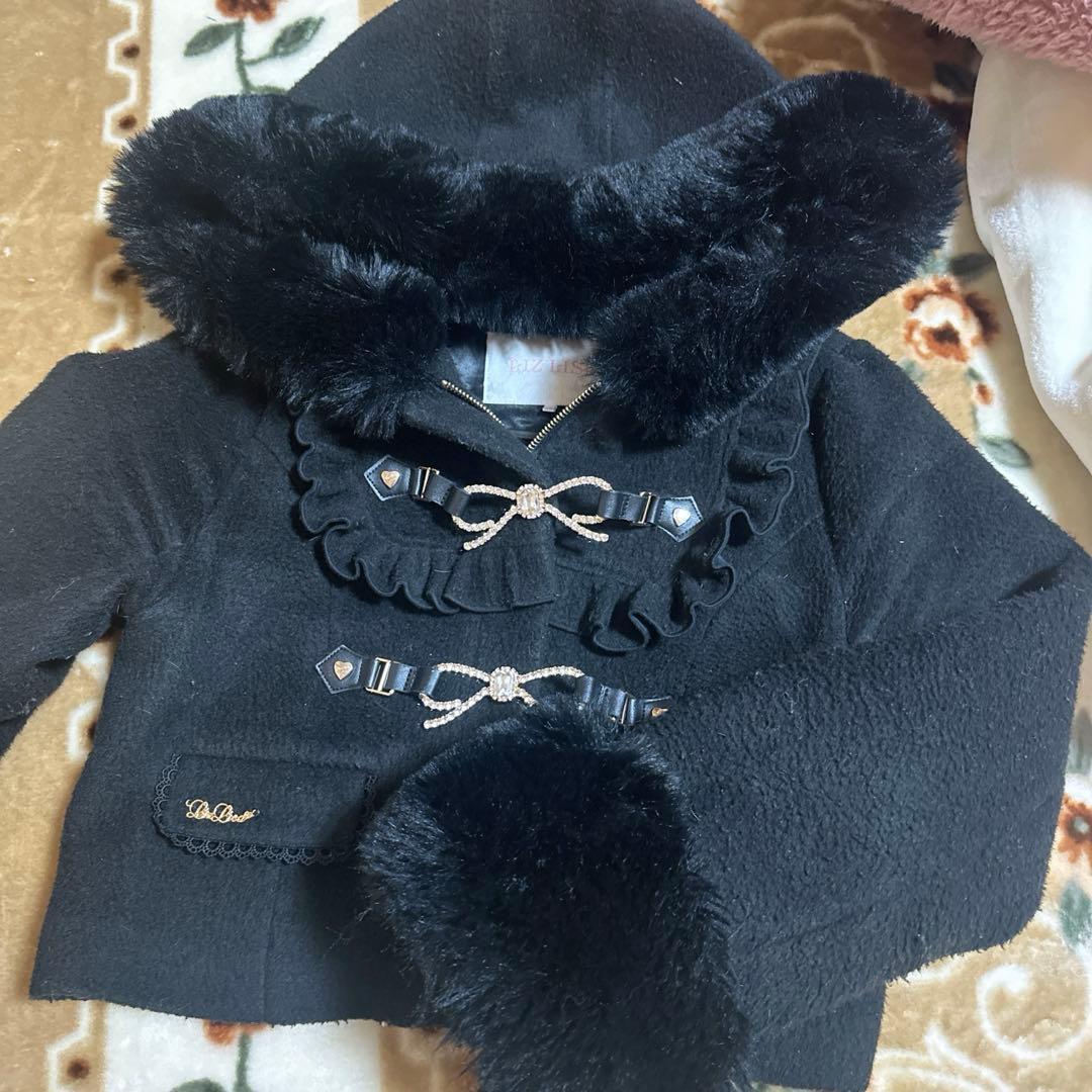 LIZLISA リズリサ ビジューリボンショートフードコート ブラック