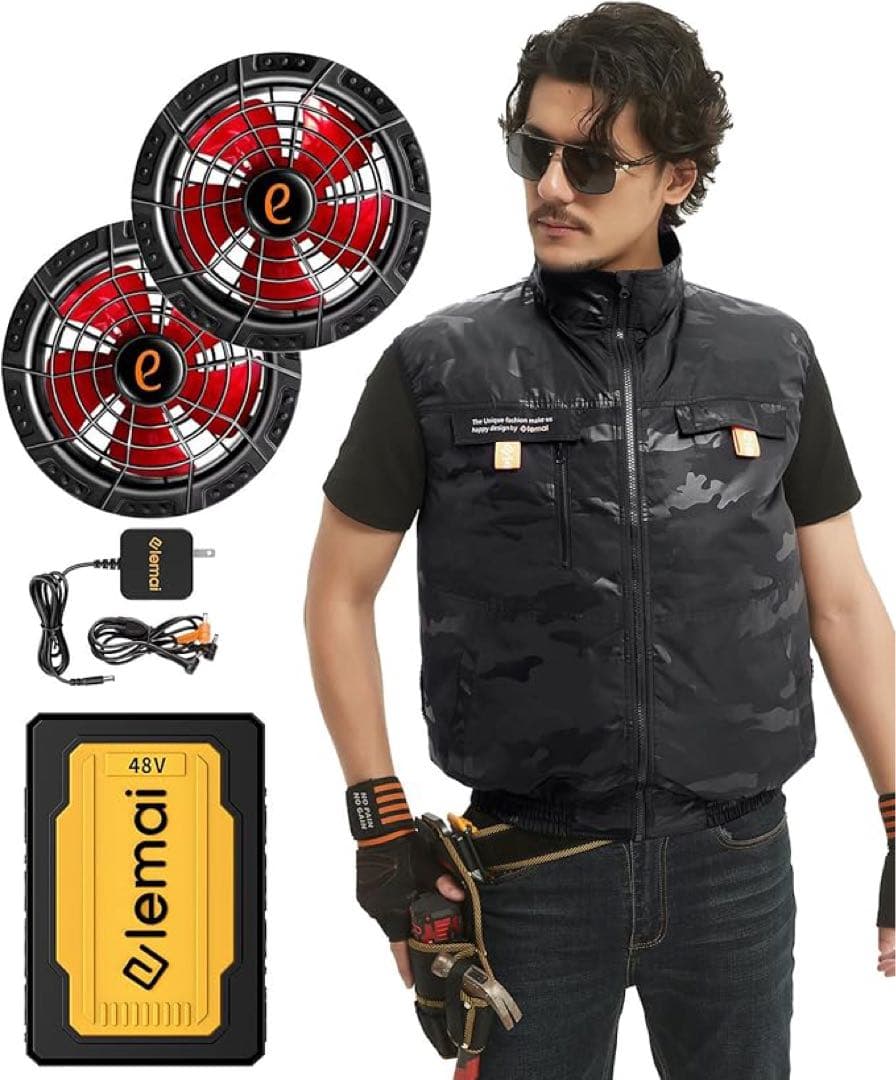 elemai] 2025年革新モデル フアン付きベスト48V高電圧出力