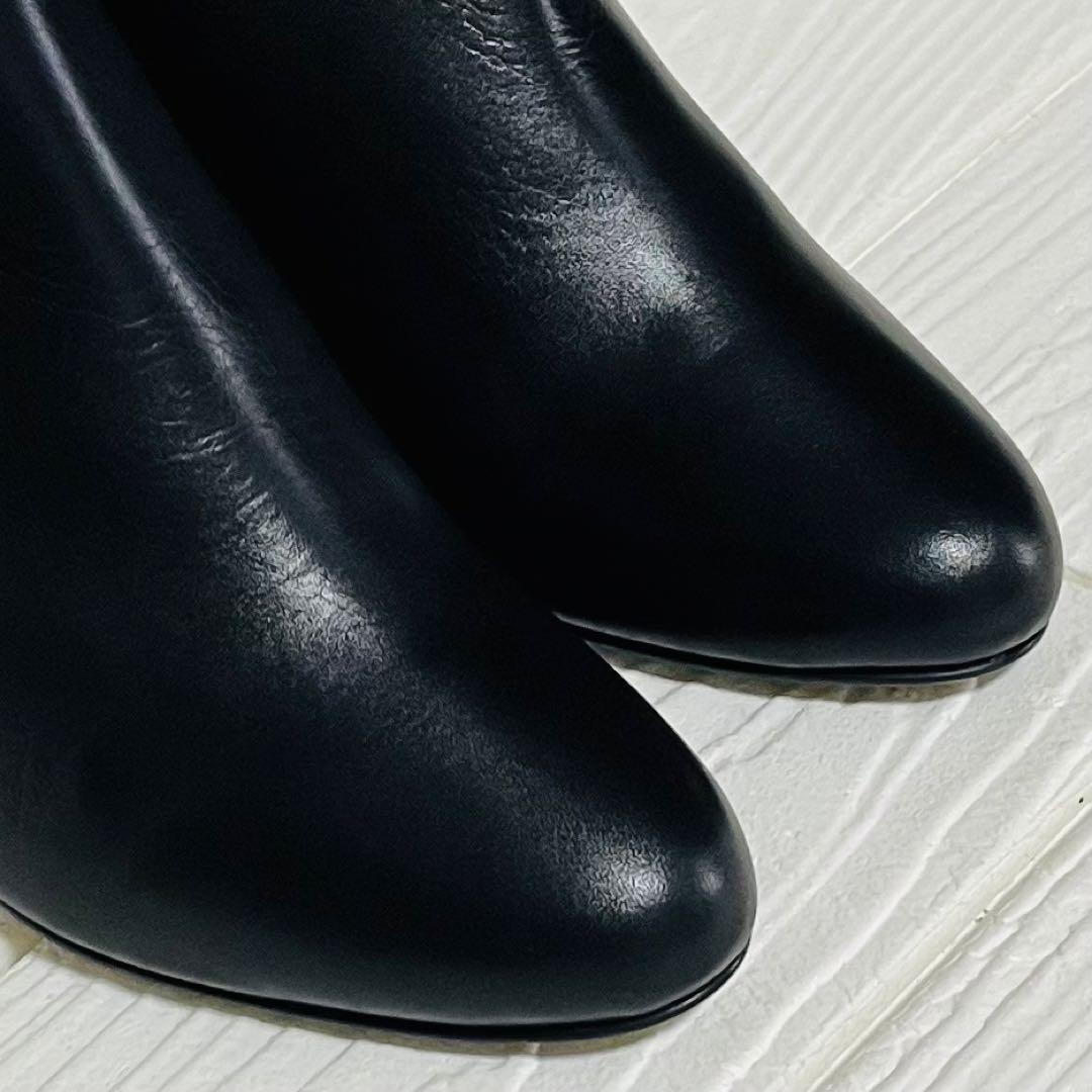 極美品】DIANA 本革サイドジップ ロングブーツ 23.5㎝ ラウンドトゥ