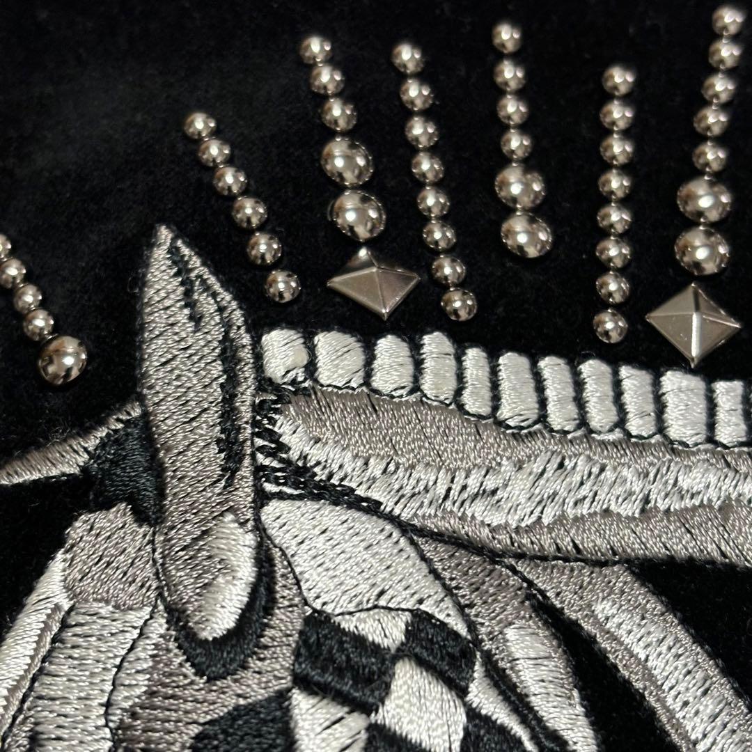 良品□Just Cavalli□ベロア ホース 刺繍スタッズ ボンバージャケット