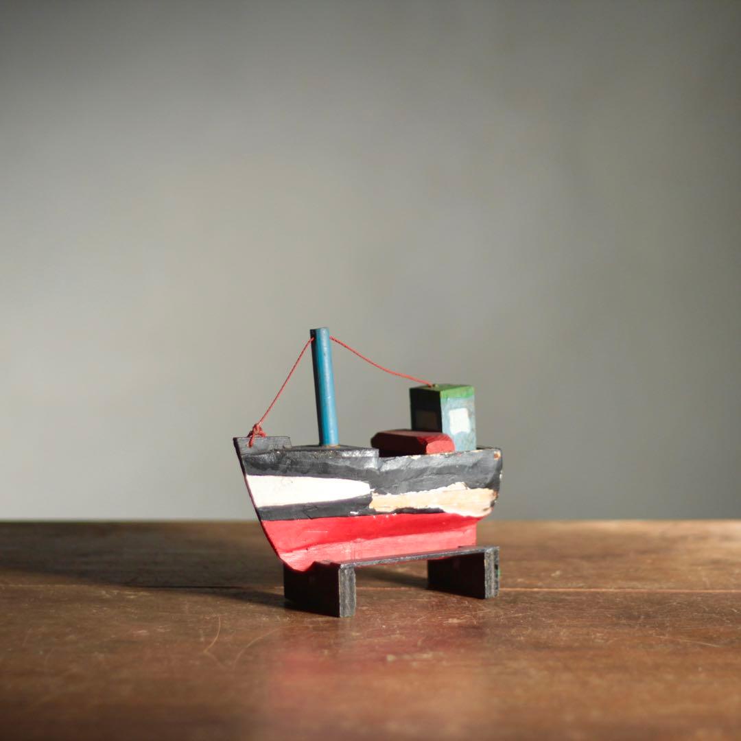 古い 木の 船 工作 古道具 アンティーク 木製船 オブジェ