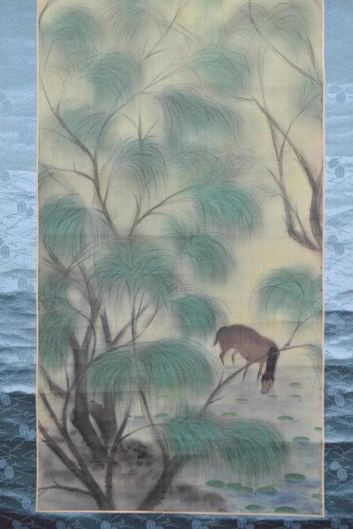 【真作】蝉耳/朝陽馬図/掛軸☆宝船☆AB-53