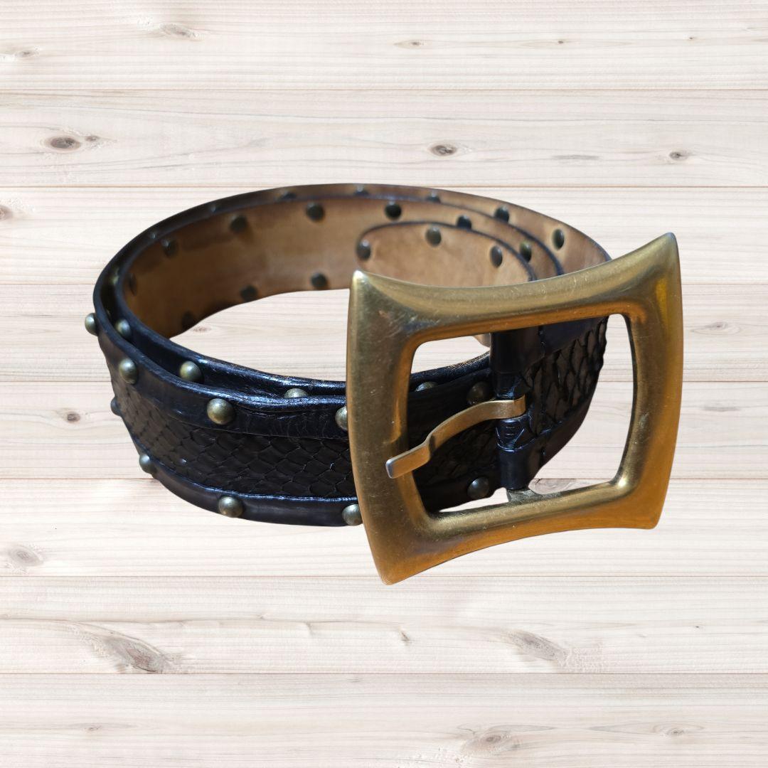 【希少】DOLCE&GABBANA スタッズ パイソン レザーベルト イタリア製