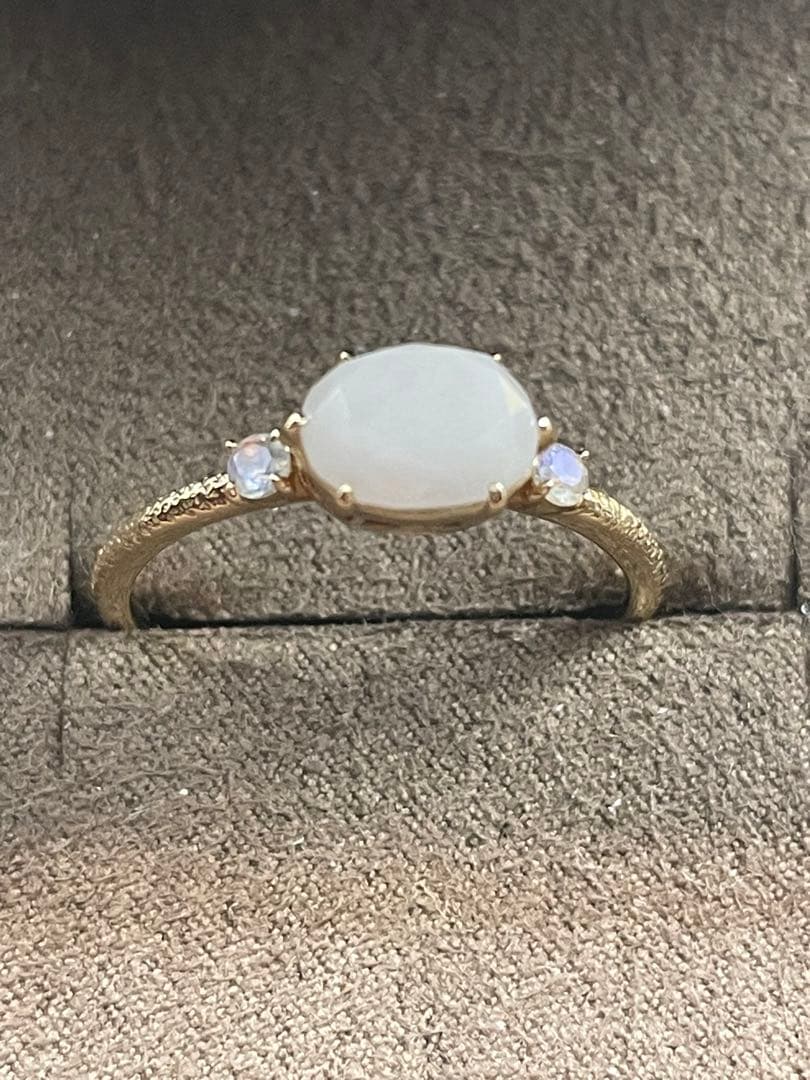 agete K10 ホワイトクォーツ ラブラドライト リング 11号