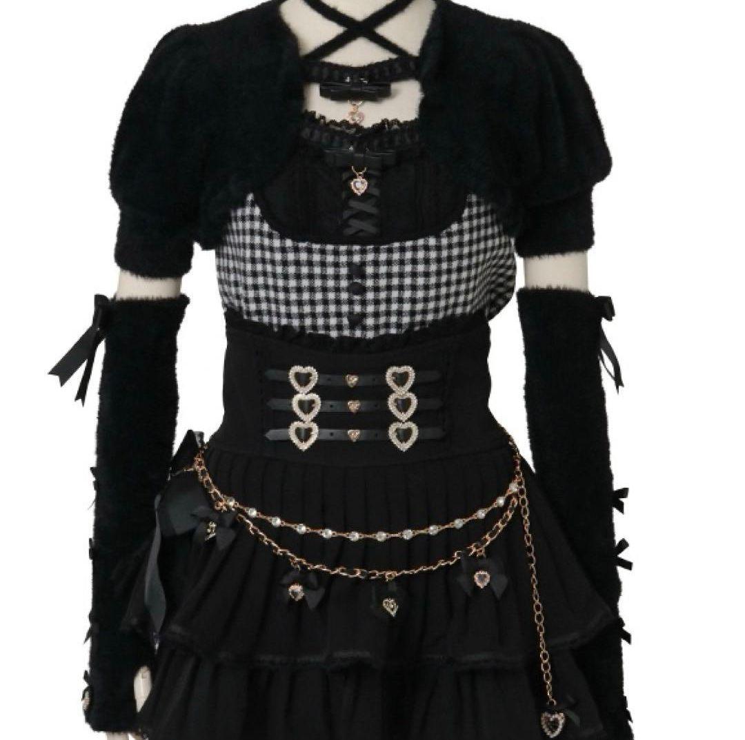 lizlisa ボレロライクアームウォーマー付ニット ブラック