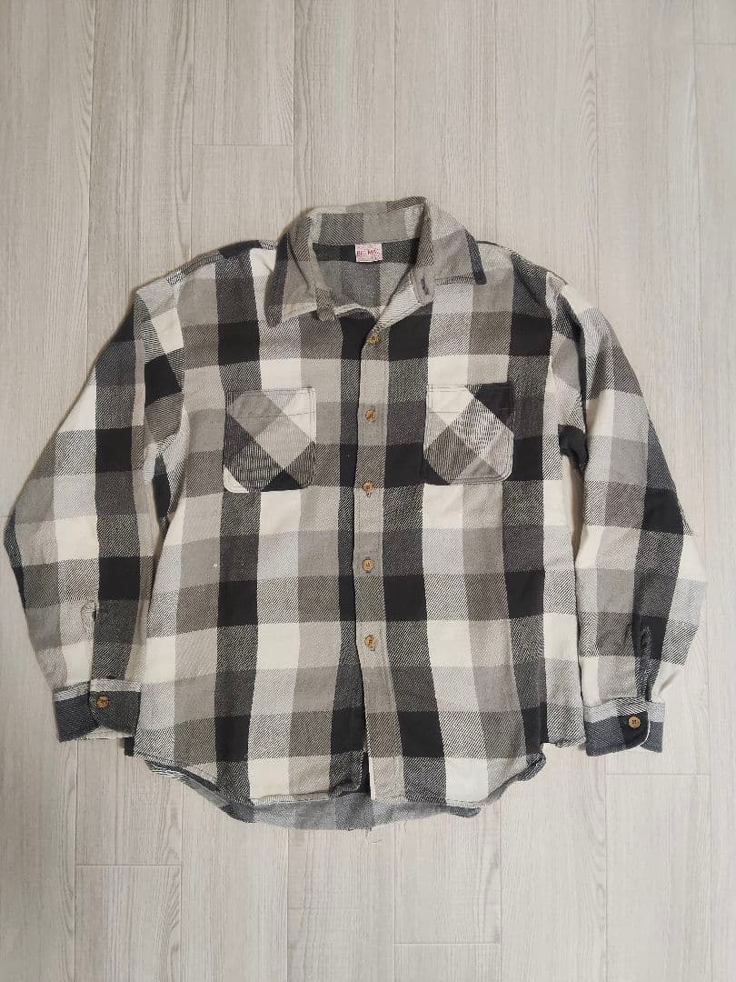 70s BIG MAC ブロックチェック シャツ L 白黒 JC Penney