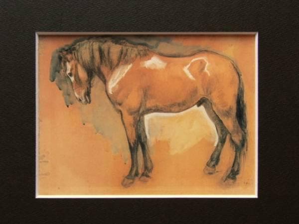 小磯良平、【馬 】、希少な限定額装用画集画、新品高級額 額装付、状態良好