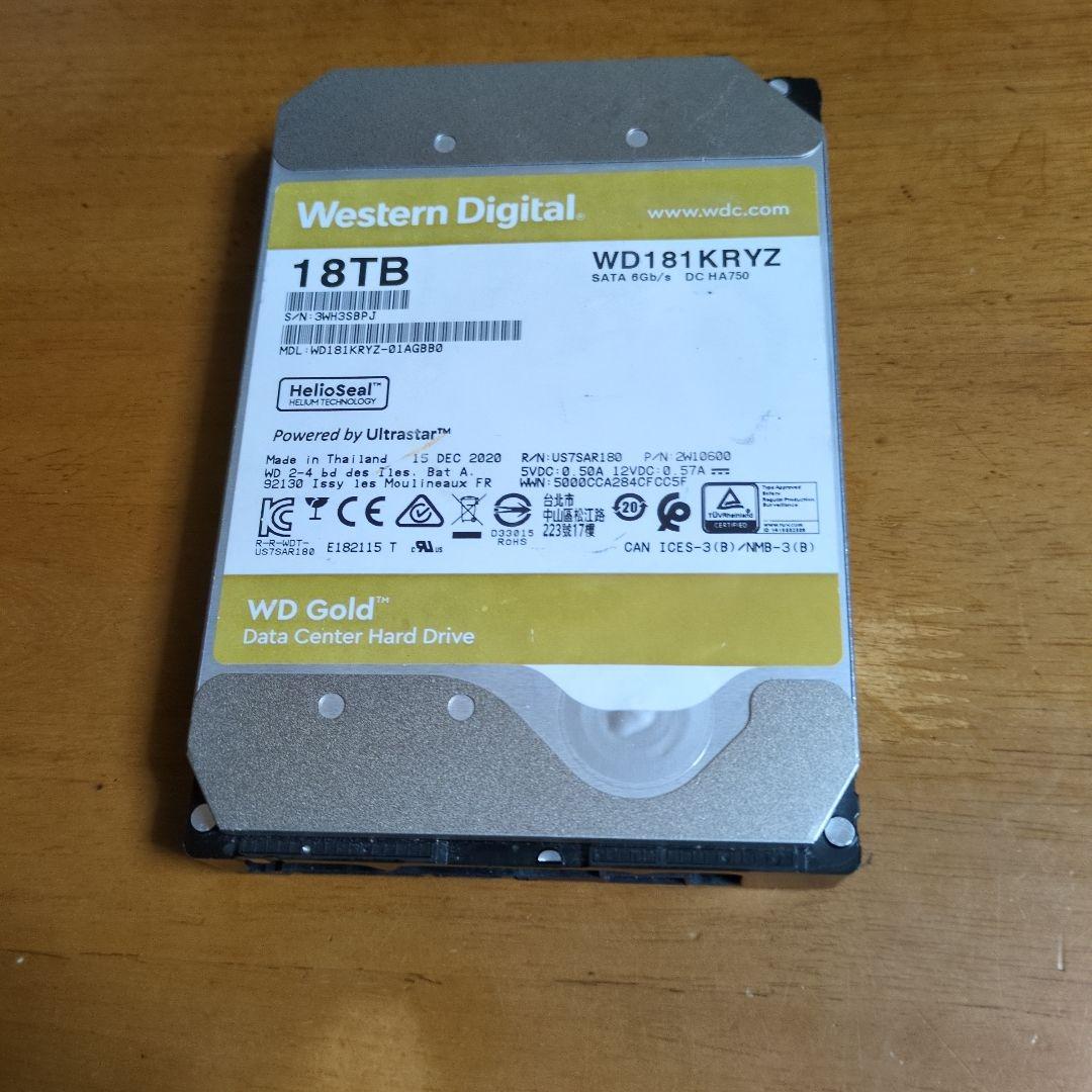 外付けハードディスク・ドライブ WD Gold 18TB HDD WD181KRYZ