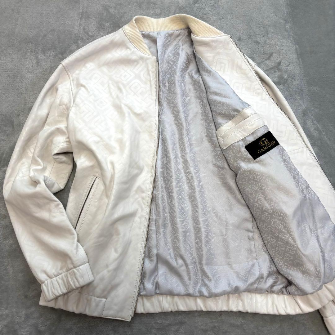 GARNIER ラムレザージャケット　L 総柄　MA-1 ブルゾン　21年モデル