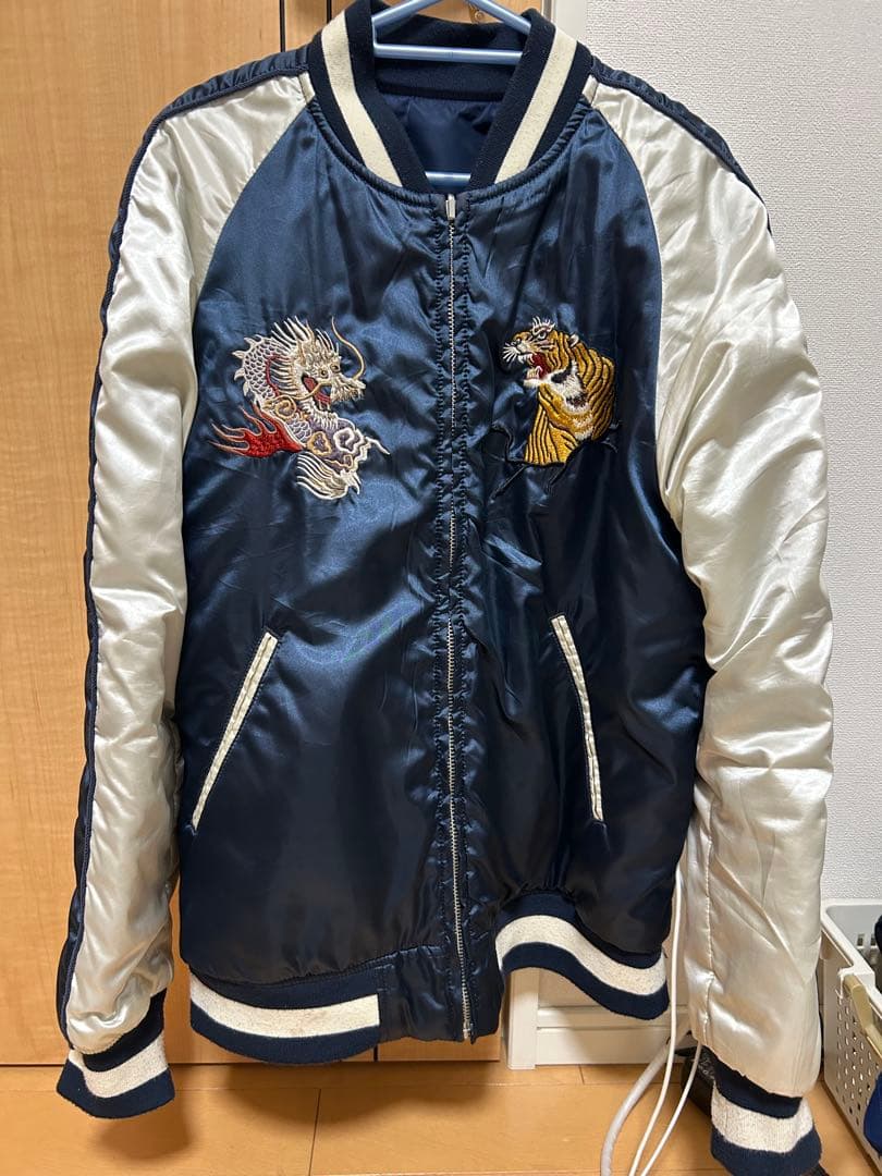 刺繍トラ・ドラゴン スカジャン ネイビー