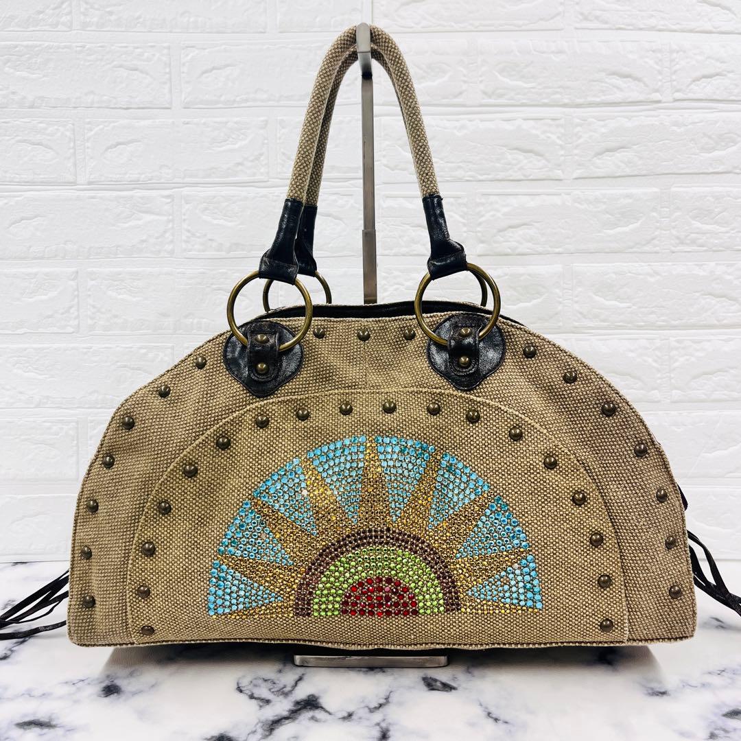 Y2K】xe X-girl ハンドバッグ レザー スタッズ ビーズ 平成レトロ