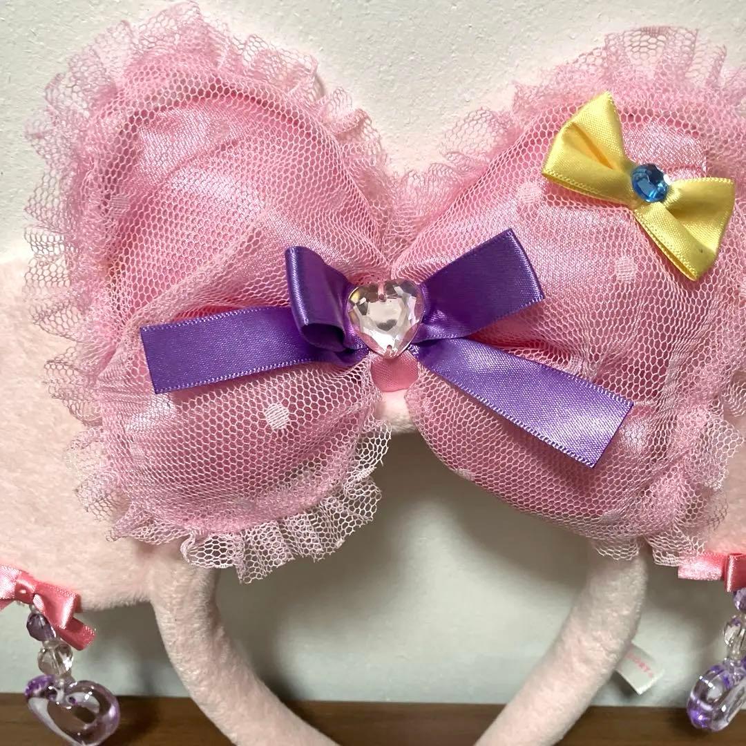 ディズニー ミニー カチューシャ イヤリング ピンク - メルカリ