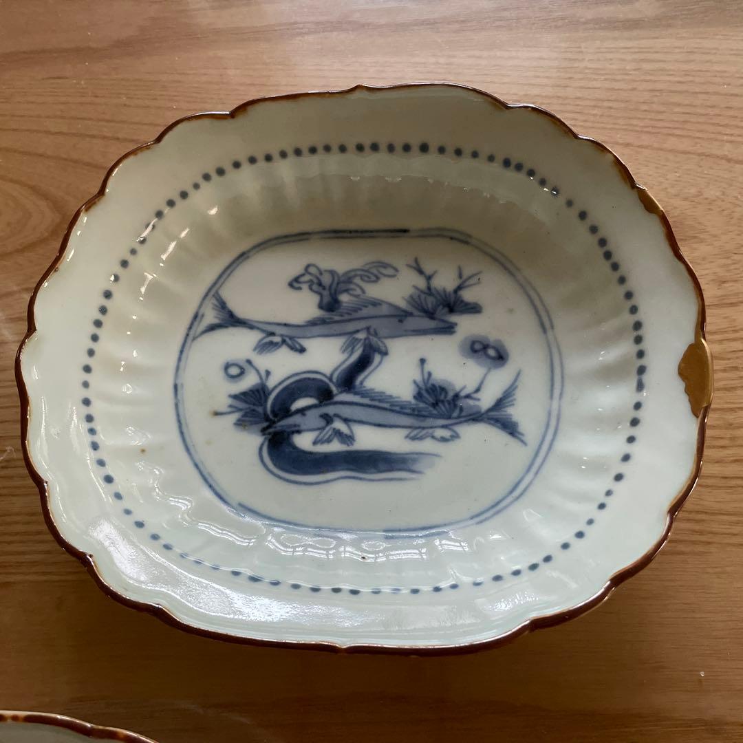 古伊万里 染付 鮎皿 3枚 金継ぎ 江戸時代 アンティーク 骨董 - メルカリ