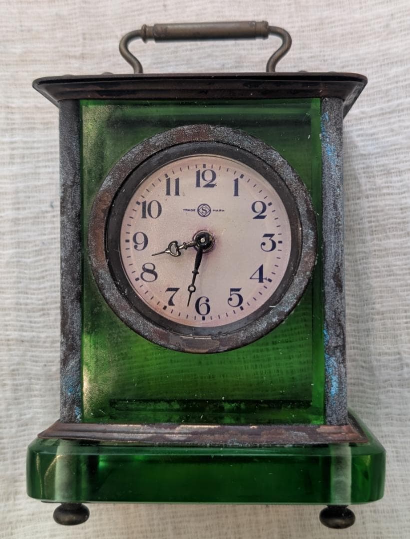 精工舎 ガラス置時計 グリーン 希少 アンティーク ビンテージ