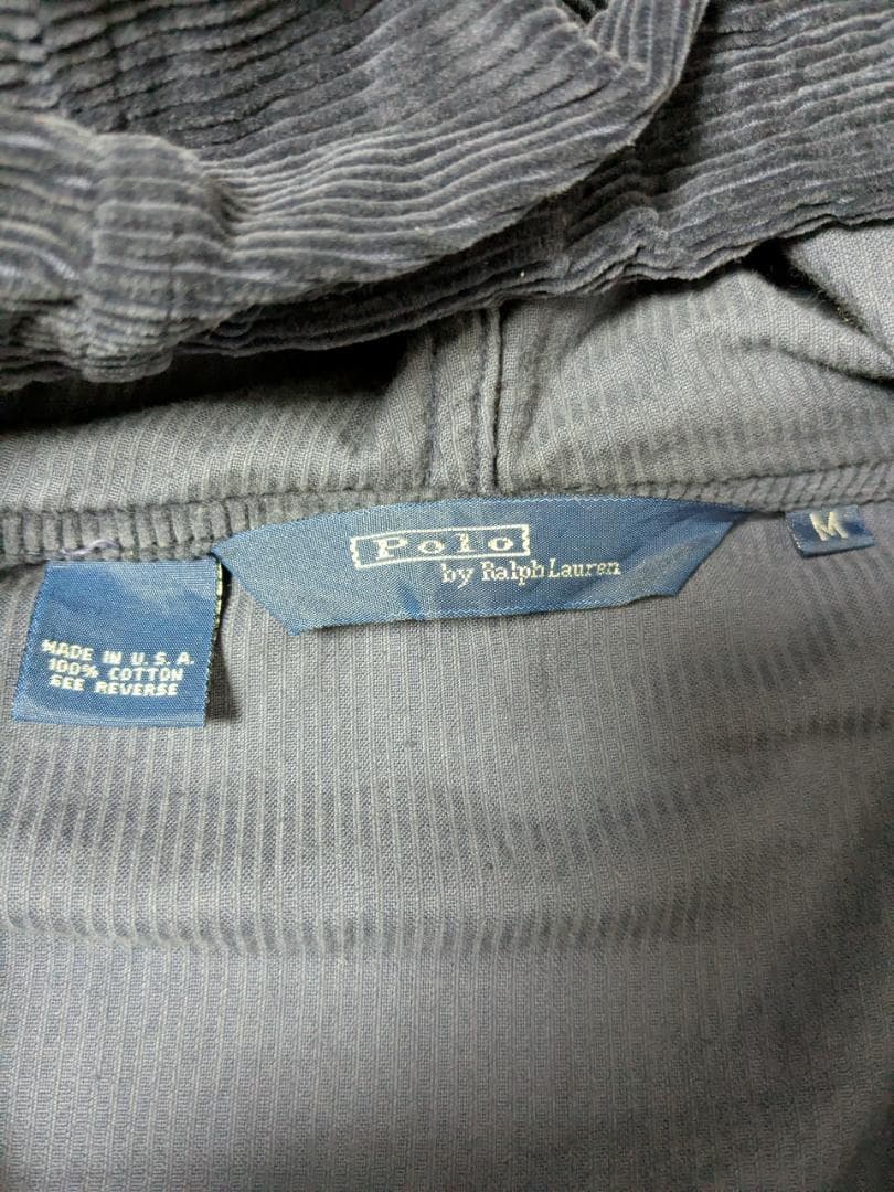 希少】USA製 90s ラルフローレン コーデュロイパーカー 太畝 ネイビー