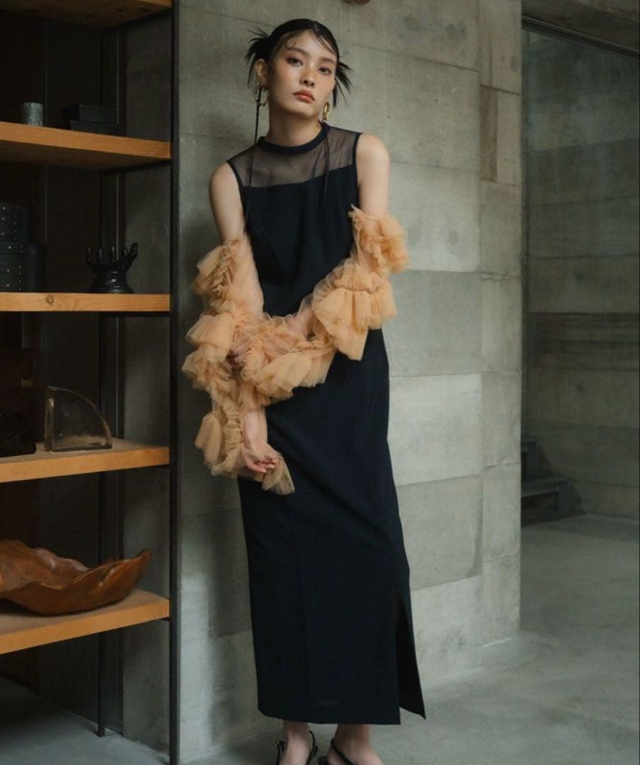 ANDRESD オケージョンドレス　チュールフリルスリーブ3wayドレス