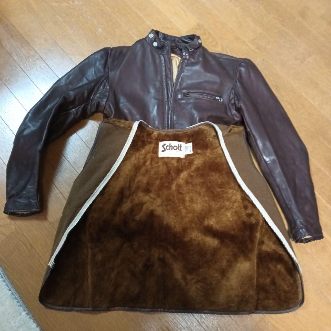 t*a様 Schott 定価18万　希少カラーシングルライダースジャケット ビン