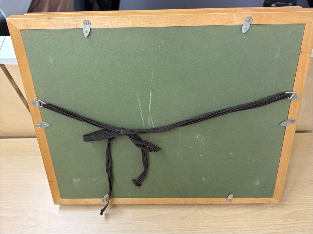 H. W. 渡部ひでき 「エッフェル塔遠望」油彩画 木製フレーム付き