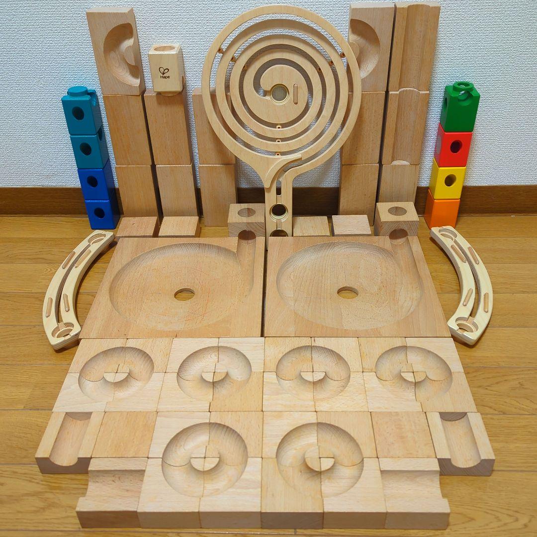 ビー玉転がし 木製 積木 ブロック 61個 積み木