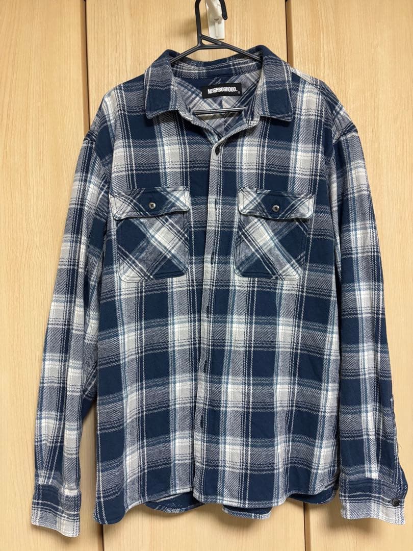 NEIGHBORHOOD 21AW LUMBERS長袖ネルシャツ XL ネイビー