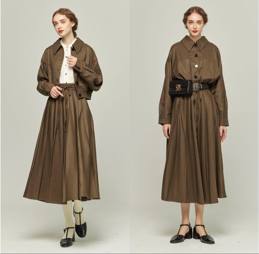 twenties ハンバーガーを片手に セットアップ ブラウン チェック