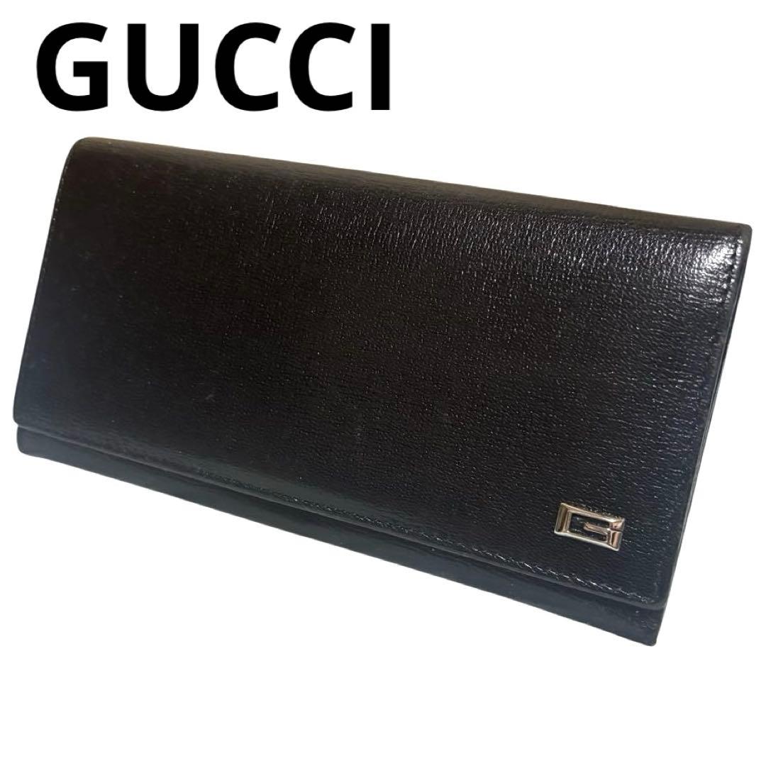 美品　人気　グッチ　長財布　レザー　ブラック　G金具　ユニセックス GUCCI グッチ 2つ折り長財布 035・1408・2097 ブラック ピグスキン