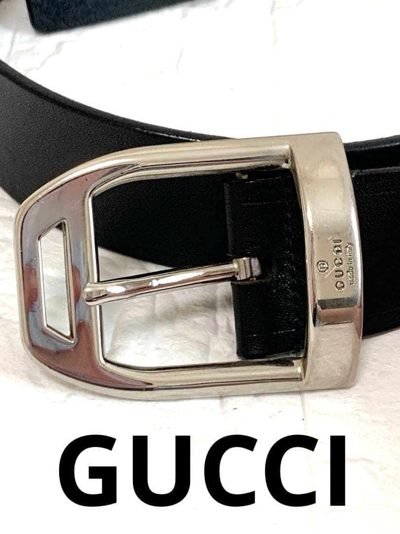 GUCCI グッチ　ベルト　ブラック　シルバー