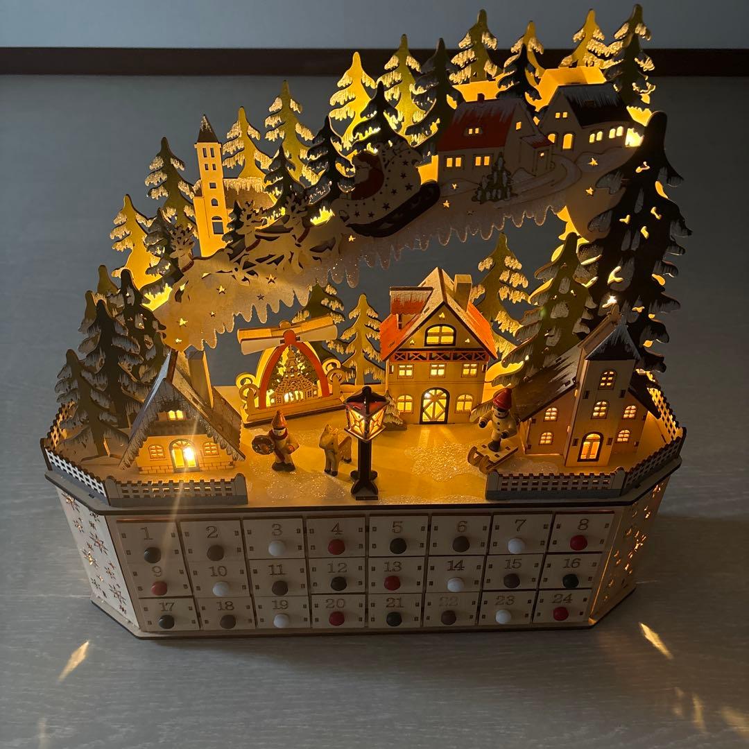 木製クリスマスLEDアドベントカレンダー