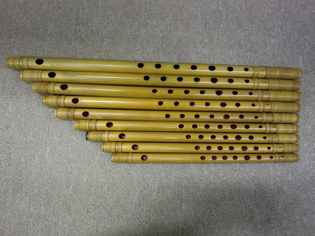 ほしさん様【中古品】㐂月 篠笛セット 9本セット 竹製 専用ケース付