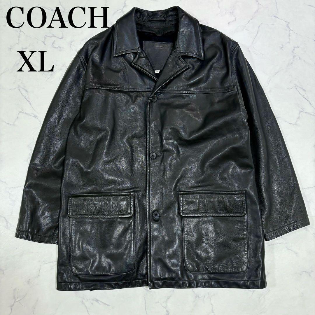 美品 COACH レザーコート XL フルグレインレザー ライナー取外し可 黒