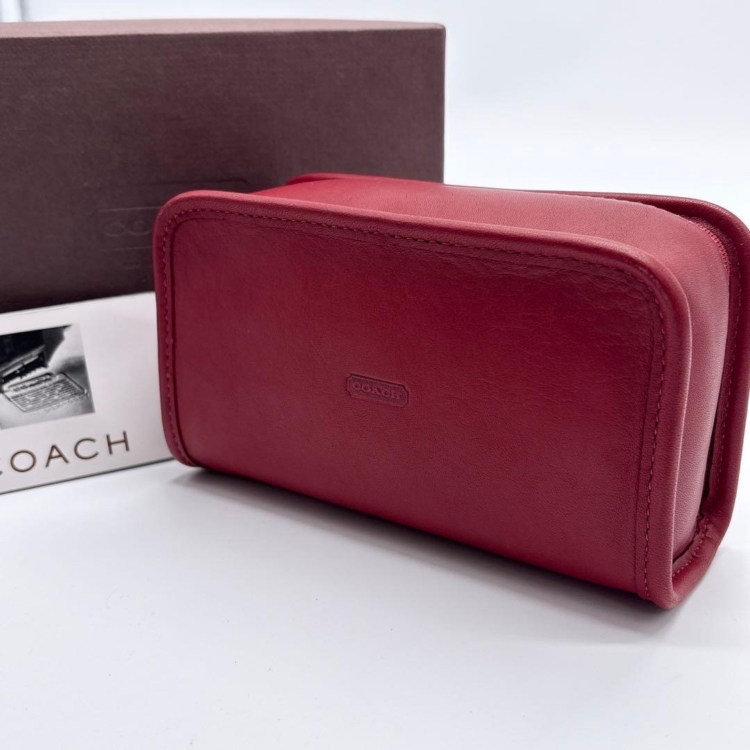 激レア✨コーチ COACH ポーチ オールド ヴィンテージ レッド 赤 ヴィンテージ COACH オールドコーチ ターンロック アクセサリーポーチ
