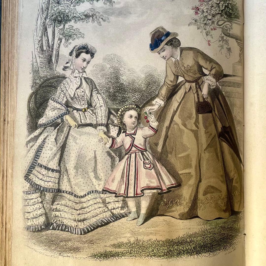 マガジン・デ・ドゥモアゼル1863年 フランスアンティーク 本 古書 彩色