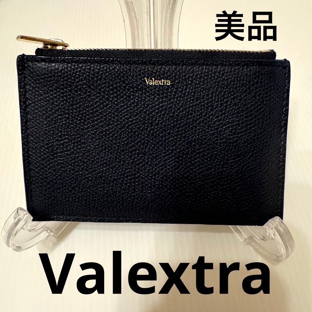 未使用級 Valextra 高級 レザー フラグメントケース カード 小銭 黒