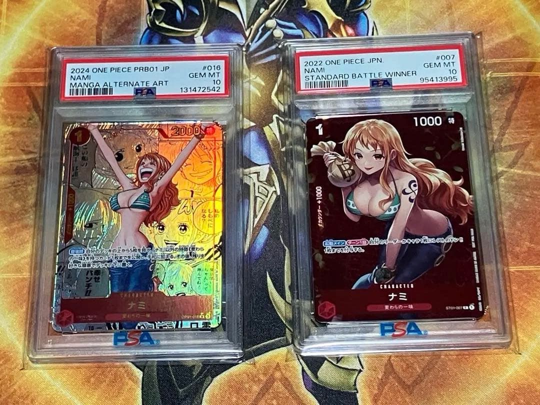 ワンピース カードゲーム ナミ PSA10 2種類 PSA10鑑定済】ナミ【プロモ】《青》※シリアル金文字 シリアル入りミニ