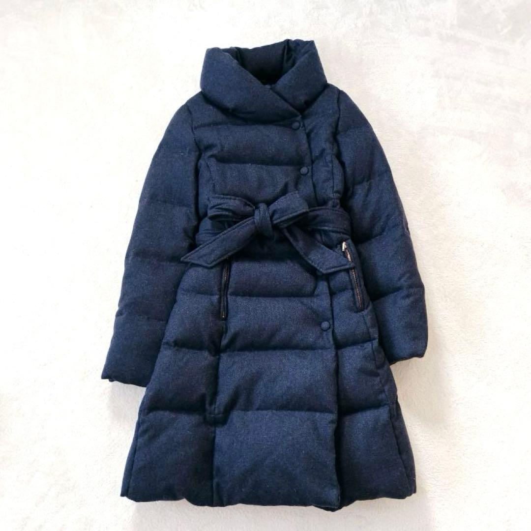 美品✨シップス 高級 シルク カシミヤ ショールカラー ダウンコート M 紺