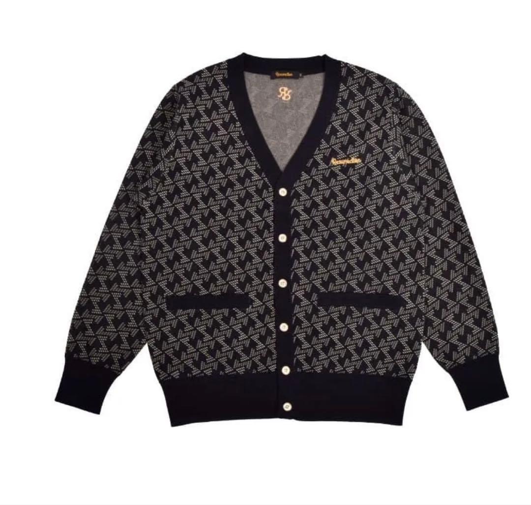 レザレクション　メンズ GMジャガードニットカーディガン / ブラック