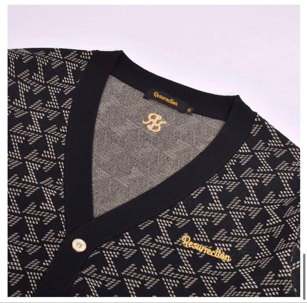 レザレクション メンズ GMジャガードニットカーディガン / ブラック