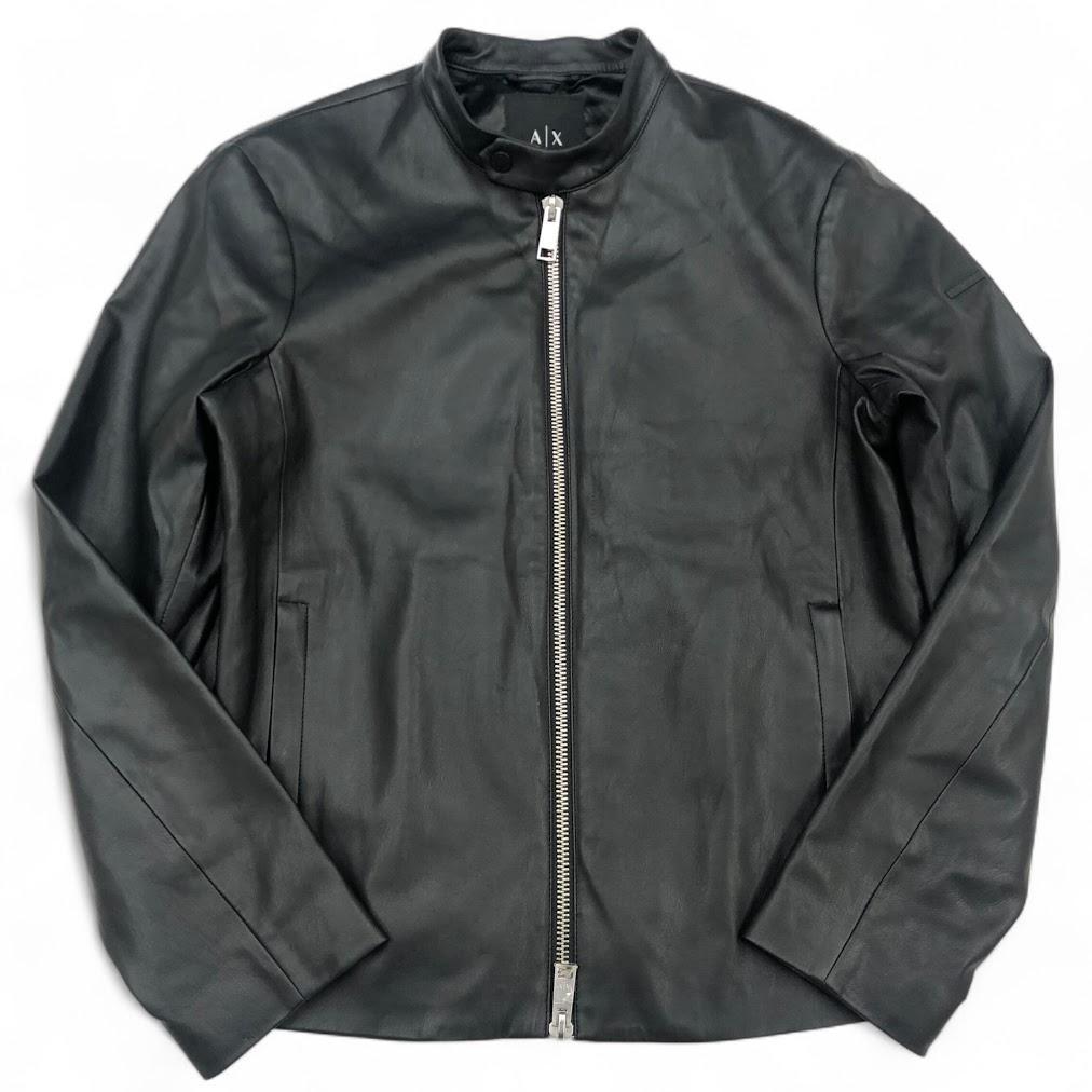 美品 アルマーニ エクスチェンジ フェイクレザー シングルライダース ジャケット