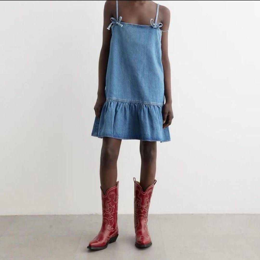 【 GANNI 】デニムフリルキャミソール