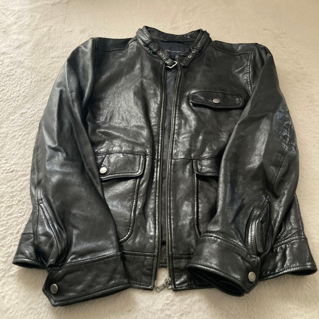 限定価格BANANA REPUBLICシングルライダースジャケット Lラムレザー