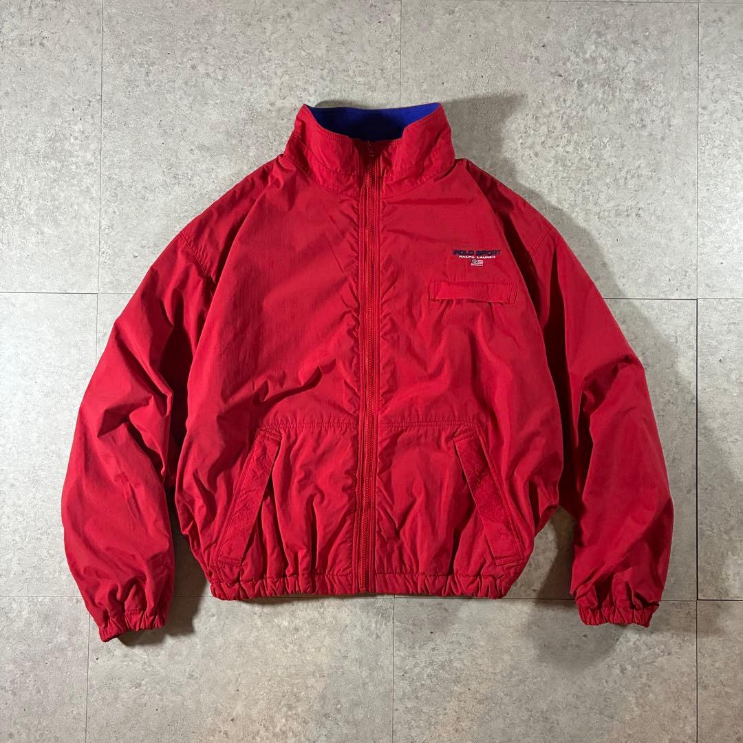 90sPOLO SPORTラルフローレンウォームアップジャケット赤青短丈ポロスポ