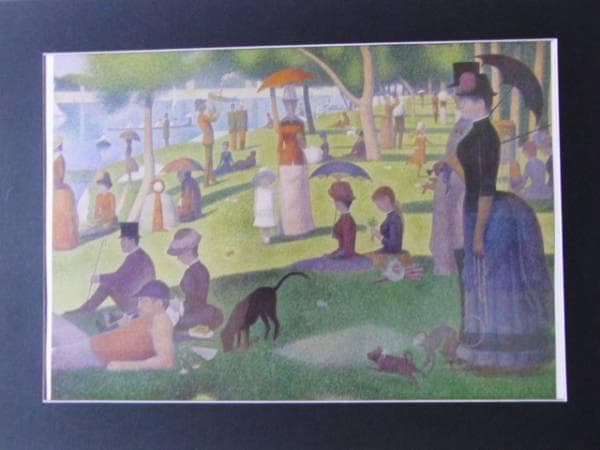 スーラ、La Grande Jatte,.希少な額装用画集より、版上サイン